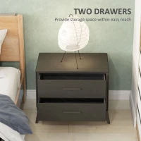 HOMCOM Velvet-Feel Chest of Two Drawers - Brown(m-5)