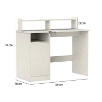 HOMCOM Escritorio con Estantería Moderno Escritorio con Compartimentos Abiertos Soporte para Monitor 108x50x94 cm Crema(m-3)