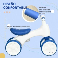 AIYAPLAY Bicicleta sin Pedales para Niños de 18-36 Meses Bicicleta de Equilibrio con Manillar Antideslizante y 4 Ruedas 56x30x42 cm Azul(m-5)