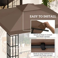 Outsunny 3x3 m Double-Tier Canopy Top Replacement-Coffee(m-5)