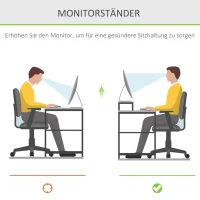 HOMCOM Monitorständer mit Schublade Bildschirmerhöhung Monitor Ständer Bildschirmständer für PC Notebook Drucker 49 x 25,5 x 11,5 cm Natur(m-5)