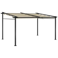 Outsunny Pergola rétractable 4 x 3 m structure métal époxy anticorrosion toile Polyester180 g/m² Incluse Beige(m-11)