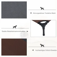 PawHut Hundeliege Outdoor, Kühlendes Haustierliege für Groß Hunde, Erhöhtes Hundebett Schlafplatz mit robuster Metallrahmen, Atmungsaktivem Mesh für Garten Outdoor, 92 x 76 x 18 cm, Kaffee-Braun(m-6)