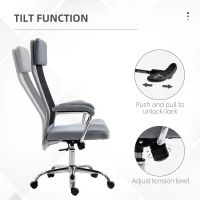 Vinsetto Office Chair, Ergonomic Desk Chair, High Back Computer Chair with Adjustable Height, Swivel Rolling Wheels, Mesh Back and Linen-Feel Fabric Seat for Home and Study, Grey(m-5)