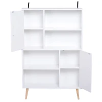 HOMCOM Kommode Sideboard Schubladenkommode Highboard Schrank Anrichte Schuhschrank Küchenregal Küchenschrank mit 2 Türen 5 Fächern Weiß 80 x 23,5 x 123 cm(m-7)