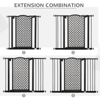 PawHut 74-105cm Pet Safety Gate Stair Barrier, with Auto Close, Double Locking - Black(m-7)