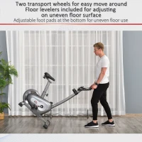 HOMCOM Indoor Magnetic Exercise Bike 10-Level Adjustable Magnetic Resistance Cardio Workout Cycling Bike Trainer, 8kg Flywheel, LCD Display, and Adjustable Seat Height Grey(m-8)