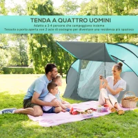 Outsunny Tenda da Campeggio 3 Persone a Cupola, Tenda Pop-Up Automatica a Igloo, 286x209x122cm, Azzurro(m-4)