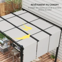 Outsunny Pergola avec 3 toiles coulissantes 3,5L x 3l x 2,35H m structure métal époxy anticorrosion noir toile polyester gris(m-5)