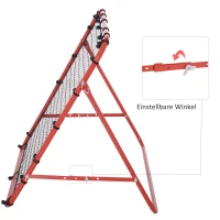 HOMCOM Rebounder für Fußball, 84 x 84 cm Fussball Rebounder mit stufenlos verstellbarem Winkel, Kickback Rückprallwand Fußballtor für Jugendliche Schuss-, Pass- und Ballannahmetraining Rot(m-8)