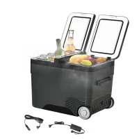 Outsunny Frigo Portatile Elettrico 35L da 12 Volt con Maniglia e Schermo LCD, 63.2x42x42.8 cm, Grigio(m-10)