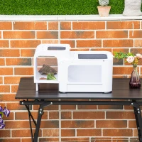 PawHut Tortoise House Turtle Tank Hermit Crab Habitat Small Reptile Cage with Water Area Basking Platform Ramp 47 x 28 x 25 cm, White(m-10)