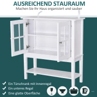 HOMCOM Küchenschrank, Sideboard mit 3 Schichten, Küchenbuffet, Vitrinenschrank mit Glastür im Landhausstil, Geschirrschrank, Buffetschrank für kleine Räume, MDF, Weiß, 80 x 28 x 84 cm(m-4)