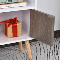 HOMCOM Meuble buffet scandinave bibliothèque meuble de rangement en bois panneaux de particules blanc gris(m-8)