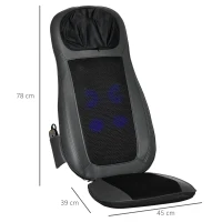 HOMCOM Siège de massage shiatsu massage du dos chauffant pétrissage et vibration avec télécommande pour bureau 48W - noir(m-3)
