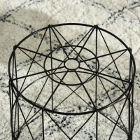 HOMCOM Juego de 3 Mesas Auxiliares Apilables Cestas de Metal con Bandeja Extraíble y Espacio de Almacenamiento Estilo Moderno para Salón Sofá Diámetro Ø43 Ø35 y Ø30 Negro(m-8)