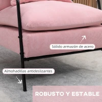 HOMCOM Sillón de Relax con Reposapiés Sillón Reclinable con Respaldo Ajustable Tapizado en Pana 68x91,5x88 cm Rosa(m-7)