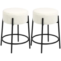 HOMCOM Conjunto de 2 Taburetes de Borreguito Altos de Cocina sin Respaldo Carga 120 kg para Bar Salón Comedor Blanco(m-11)