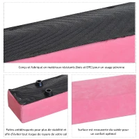 HOMCOM Poutre de gymnastique pliable poutre d'équilibre antidérapante 2,1 m revêtement daim rose(m-4)