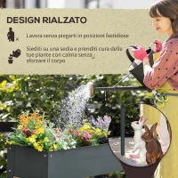 Outsunny Fioriera da Esterno Rialzata in Metallo con 3 Fori di Drenaggio, 100x30x80 cm, Grigio(m-4)