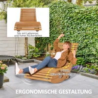 Outsunny Outdoor Schaukelstuhl, Hochlehner, einstellbare Basis, Kiefernholz, 130 x 60 x 60cm, Hellbraun(m-5)