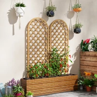 Outsunny Lot de 2 treillis en bois - panneau arc pour plantes grimpantes - dim. un panneau : 60L x 150H cm(m-2)