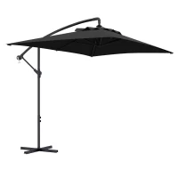 Outsunny 3m Cantilever Overhanging Parasol, with Cross Base - Black(m-1)