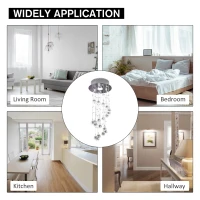 HOMCOM Metal Crystal Ceiling Light Chandelier Elegant Pendant Lamp Living Room Stairway Stairway Spiral Rain Drop Pendant Lamp Silver(m-4)