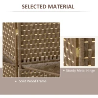 HOMCOM 4-Panel Room Dividers with Shelves, Wave Fibre Freestanding Folding Privacy Screen Panels, Partition Wall Divider for Indoor Bedroom Office, 180 cm, Brown(m-5)