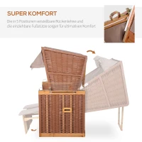 Outsunny Strandkorb für 2 Personen mit neigbarer Rücklehne Beige 118 x 79 x 160cm(m-4)