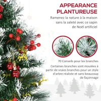 HOMCOM Sapin de Noël artificiel hauteur 75 cm aspect enneigé - lot de 2 sapins LED - 8 modes d'éclairage - 70 branches - décoration incluse - usage extérieur intérieur(m-5)