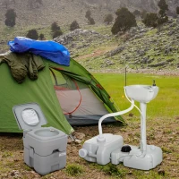 Outsunny Portable Toilet and Camping Sink Set with Fresh and Waste Tank, Wastewater Recycled Set for Outdoor Events(m-9)