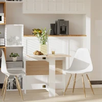 HOMCOM Table de cuisine pliable 103L x 76l x 74H cm en bois bicolore chêne blanc(m-2)