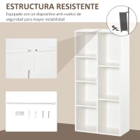 HOMCOM Estantería para Libros Librería de Madera con 7 Compartimentos de Almacenaje Plantas Archivos para Sala de Estar Dormitorio Oficina 50x24x106 cm Blanco(m-6)