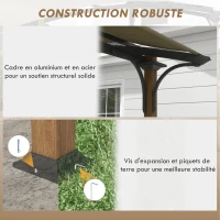 Outsunny Pergola tonnelle de jardin avec comptoir toit en forme d'arche - cadre en aluminium et acier dim. 4L x 2,6l x 2,4H m(m-6)