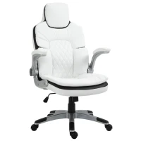 HOMCOM Fauteuil de bureau manager gaming style baquet racing dossier assise capitonné revêtement synthétique blanc noir(m-1)