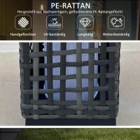 Outsunny Außenleuchte mit Solarmodul, Einschaltautomatik, 8 h Betriebszeit, Rattanoptik, Stahl, 15,5 x 15,5 x 46 cm, Grau(m-4)