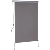 Outsunny Senkrechtmarkise Balkonmarkise Vertikalmarkise Windschutz Seitenrollo Sichtschutz mit Handkurbel Polyesterstoff+Aluminium Grau 200 x 120 cm(m-10)