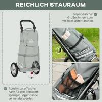 HOMCOM 3-in-1 Einkaufstrolley Einkaufswagen Fahrradanhänger Sackkarre, 53 x 43 x 110cm , Grau+Silber(m-6)