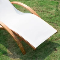Outsunny Sonnenliege Gartenliege Liegestuhl Relaxliege Liege Relaxsessel mit Kopfkissen Lärche + Textilgewebe Braun+Creme 161 x 72 x 68 cm(m-8)