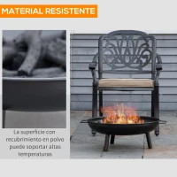 Outsunny Brasero Exterior Ø58x23 cm Cuenco de Fuego Redondo con Asas de Transporte 3 Pies y Marco de Metal para Hogueras Leñas Terraza Jardín al Aire Libre Negro(m-6)
