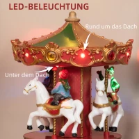 HOMCOM Weihnachtsspieluhr, drehendes Karussell, mit Musik, LED-Beleuchtung, bunt, 13 x 13 x 18,5cm(m-5)