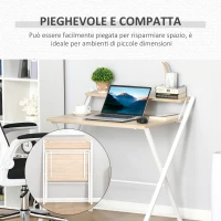 HOMCOM Scrivania Pieghevole Salvaspazio con Mensola Superiore per Camera e Ufficio, 81.5x70x84cm, Color Legno e Bianco(m-5)