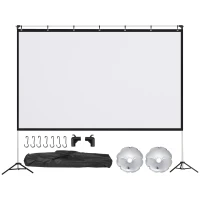HOMCOM Projektionsleinwand Filmleinwand 253 x 41 x 202 cm Kunststoff Weiß(m-1)