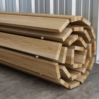 Outsunny Camino de Jardín de Madera 120x38 cm Pasarela Recta Enrollable para Exteriores Resistente a la Intemperie Natural(m-9)