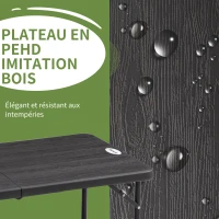 Outsunny Table de jardin rectangulaire pliable camping pour 4 personnes hauteur réglable 118 x 60 x 74 cm(m-7)