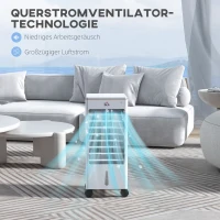HOMCOM Luftkühler, mobil, mit Luftbefeuchtung, 3 Modi & Geschwindigkeiten, Timer, Weiß(m-5)