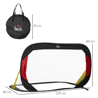 HOMCOM Fußballtor Klapptor 2er-Set mit Tragetasche 120 x 80 x 80cm Stahl Schwarz+Rot+Gold(m-3)