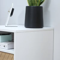 HOMCOM Mesilla de Noche con Cajón y Compartimiento Mesa de Noche para Dormitorio Salón 45x39x48 cm Blanco y Roble(m-9)