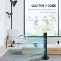 HOMCOM Ventilateur colonne minuterie 12 heures mode veille 4 modes et 3 vitesses oscillant 70° 31,5 x 31,5 x 96 cm noir(m-5)
